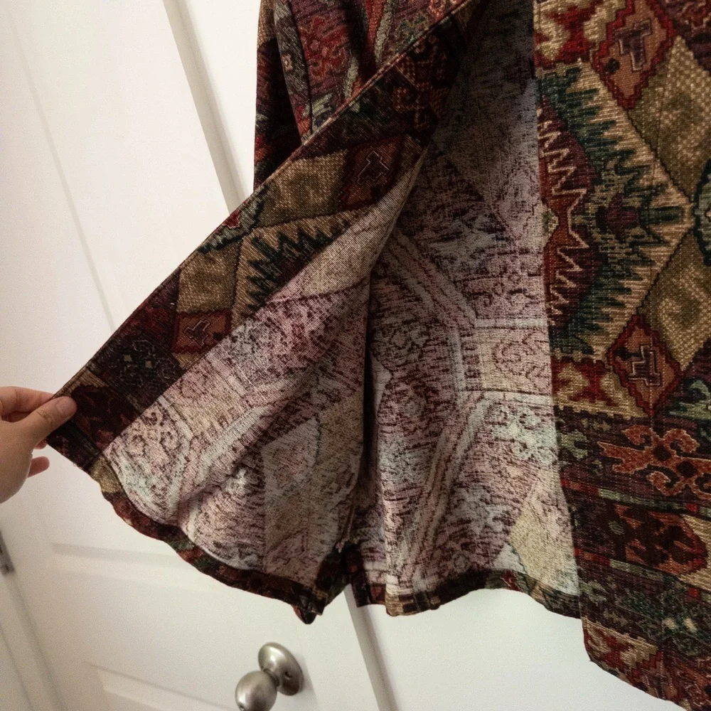 NWT VTG Coldwater Creek Tapestry Jacket Petite L Southwestern Boho Earthy Artsy - Picture 6 of 8